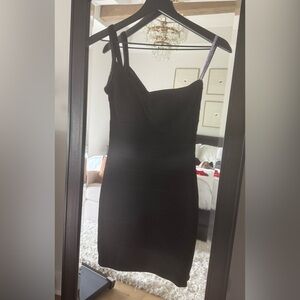 Herve Leger Icon One Shoulder Bodycon Bandage Mini Dress Black XS